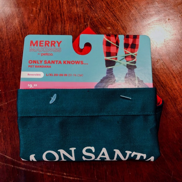 NEW Red & Green Pet Bandana Reversible Naughty or Nice L/XL - Picture 3 of 8